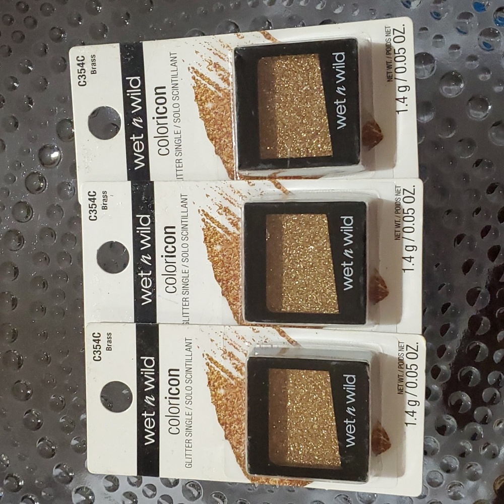 Wet n Wild Eyeshadow Color Icon Glitter Brass Bundle of 3